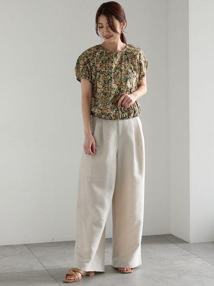 ラメリネンミックスワイドパンツ（セットアップ可）《2025summer catalog item》（ブラック/ベージュ）｜Te chichi（テチチ）通販