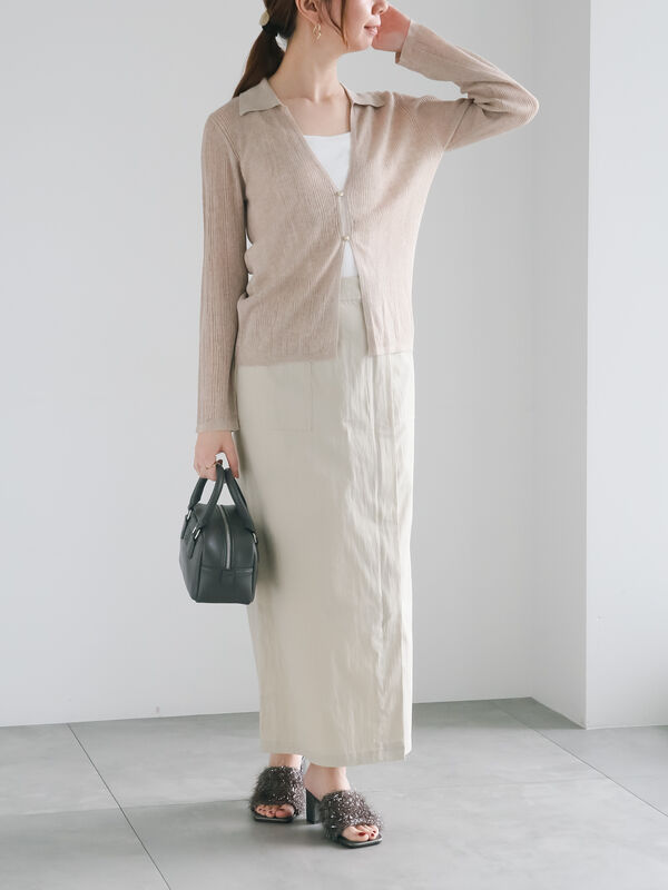 Tibi ベルテッド　スカート セール】 ベルテッドストレートスカート（ベージュ/カーキ/ボトムス