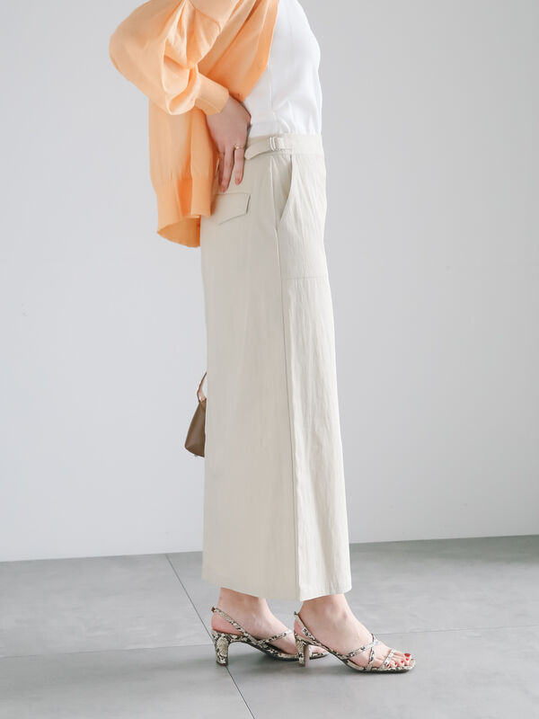 セール】 ベルテッドストレートスカート（ベージュ/カーキ/ボトムス