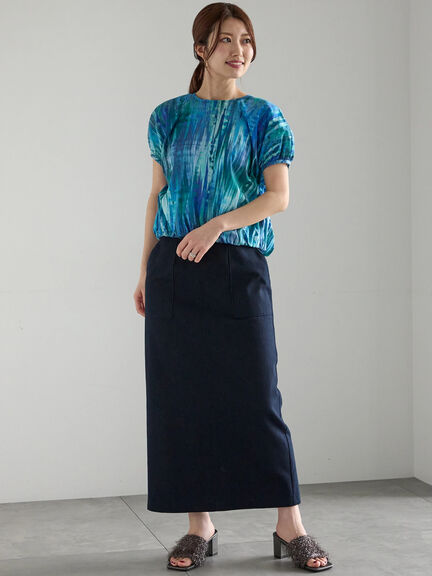 【LIBERTY】パフスリーブブラウス《2025summer catalog item》（ブラック/ブルー）｜Te chichi（テチチ）通販