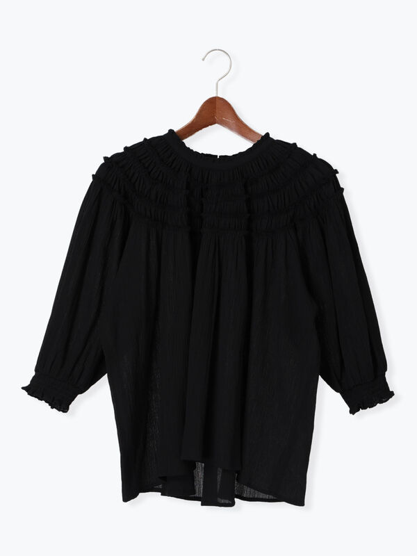 セール】 コットンクレープスモッキングブラウス（オフホワイト