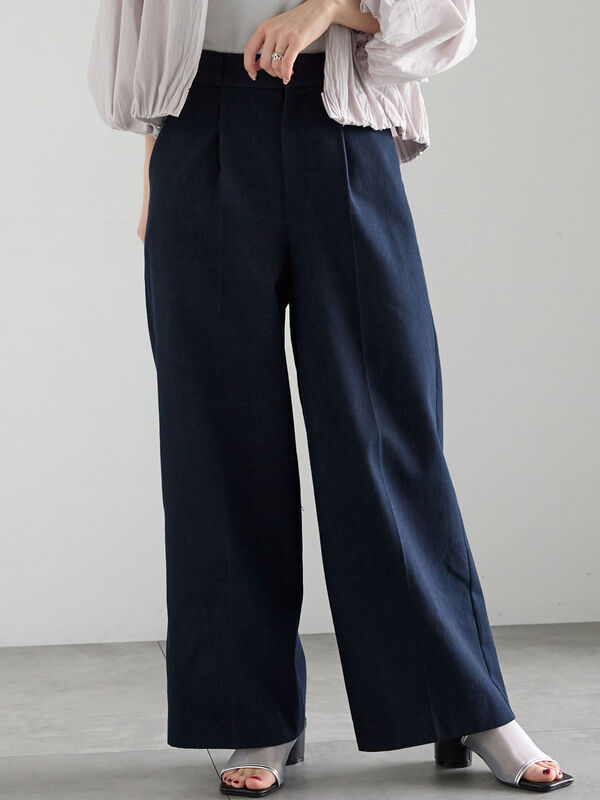 デニムライクワイドパンツ（セットアップ可）《2025summer catalog item》（ネイビー）｜Te chichi（テチチ）通販