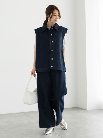 デニムライクワイドパンツ（セットアップ可）《2025summer catalog item》（ネイビー）｜Te chichi（テチチ）通販