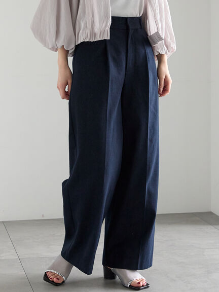 デニムライクワイドパンツ（セットアップ可）《2025summer catalog item》（ネイビー）｜Te chichi（テチチ）通販