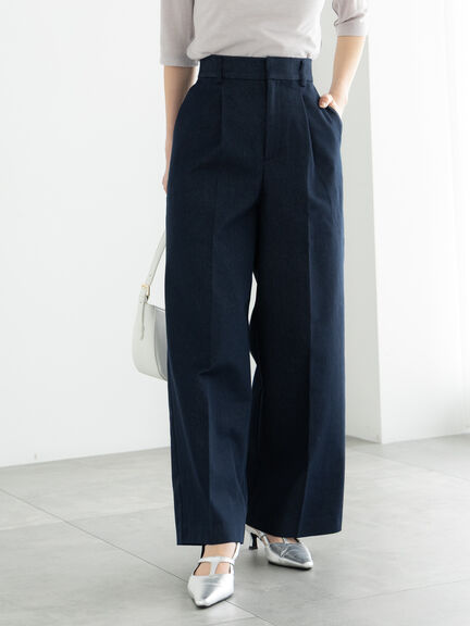 デニムライクワイドパンツ（セットアップ可）《2025summer catalog item》（ネイビー）｜Te chichi（テチチ）通販