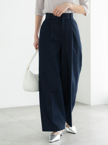 デニムライクワイドパンツ（セットアップ可）《2025summer catalog item》（ネイビー）｜Te chichi（テチチ）通販