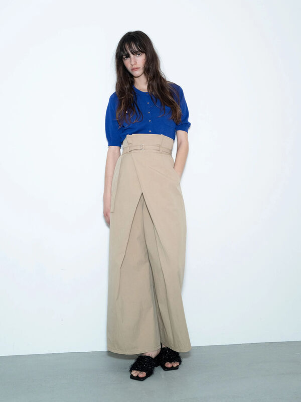 ハイウエストワイドチノパンツ《2025summer catalog item》（ベージュ/ブルー）｜Te chichi（テチチ）通販