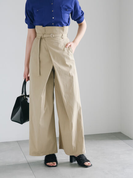 ハイウエストワイドチノパンツ《2025summer catalog item》（ベージュ/ブルー）｜Te chichi（テチチ）通販