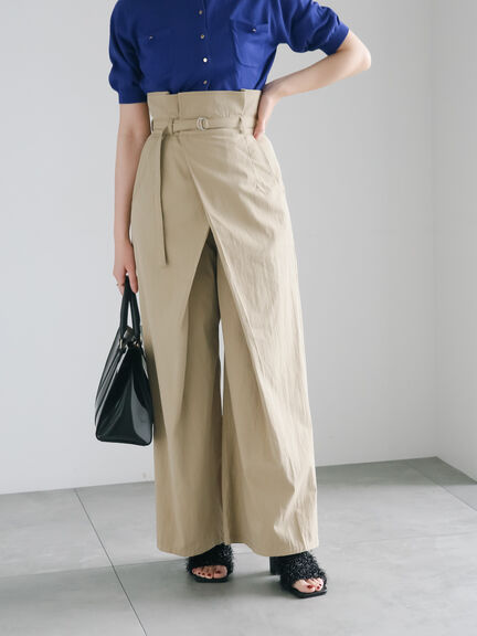 ハイウエストワイドチノパンツ《2025summer catalog item》（ベージュ/ブルー）｜Te chichi（テチチ）通販