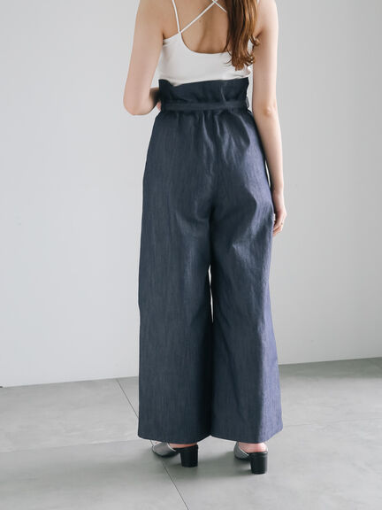 ハイウエストワイドチノパンツ《2025summer catalog item》（ベージュ/ブルー）｜Te chichi（テチチ）通販