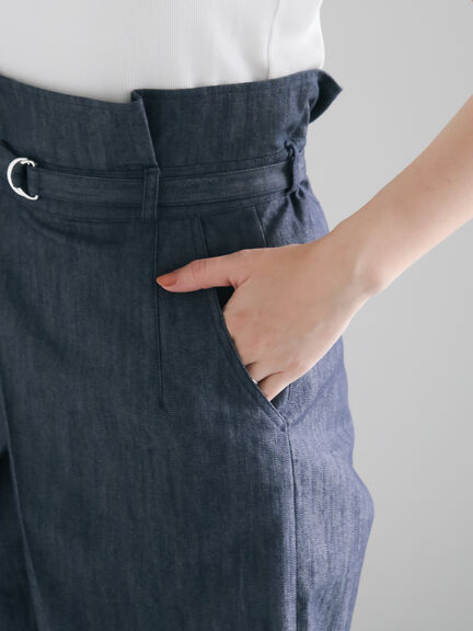 ハイウエストワイドチノパンツ《2025summer catalog item》（ベージュ/ブルー）｜Te chichi（テチチ）通販