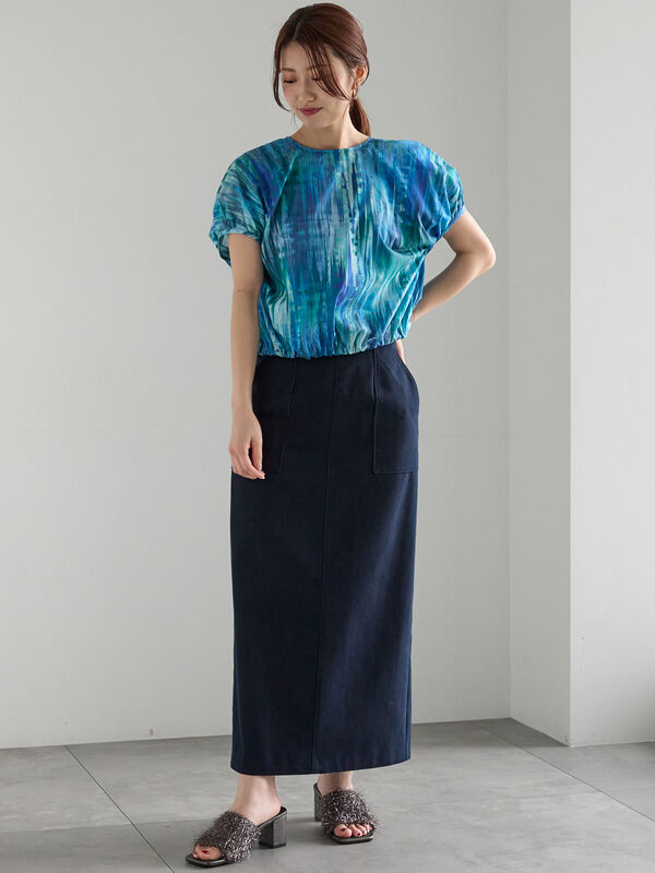 青スカート2881 AZUL BY MOUSSY | AZUL DENIM オーバーラップロングスカート