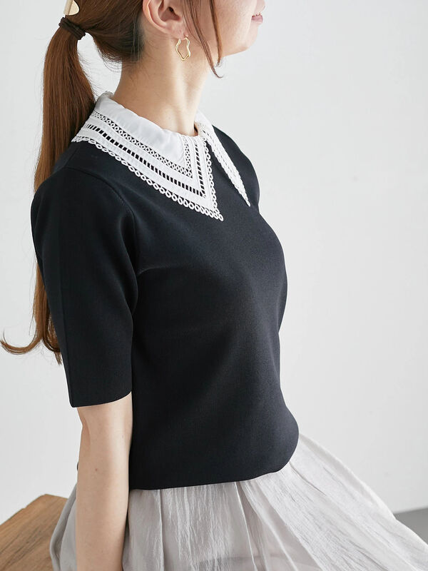 hanakitiページ セール】 フラワー刺繍ラガーシャツ《2025spring catalog item