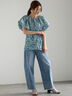 【LIBERTY】バルーンスリーブブラウス《2025summer catalog item》（ベージュ/グリーン）｜Te chichi（テチチ）通販