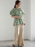 【LIBERTY】バルーンスリーブブラウス《2025summer catalog item》（ベージュ/グリーン）｜Te chichi（テチチ）通販