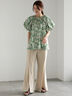 【LIBERTY】バルーンスリーブブラウス《2025summer catalog item》（ベージュ/グリーン）｜Te chichi（テチチ）通販