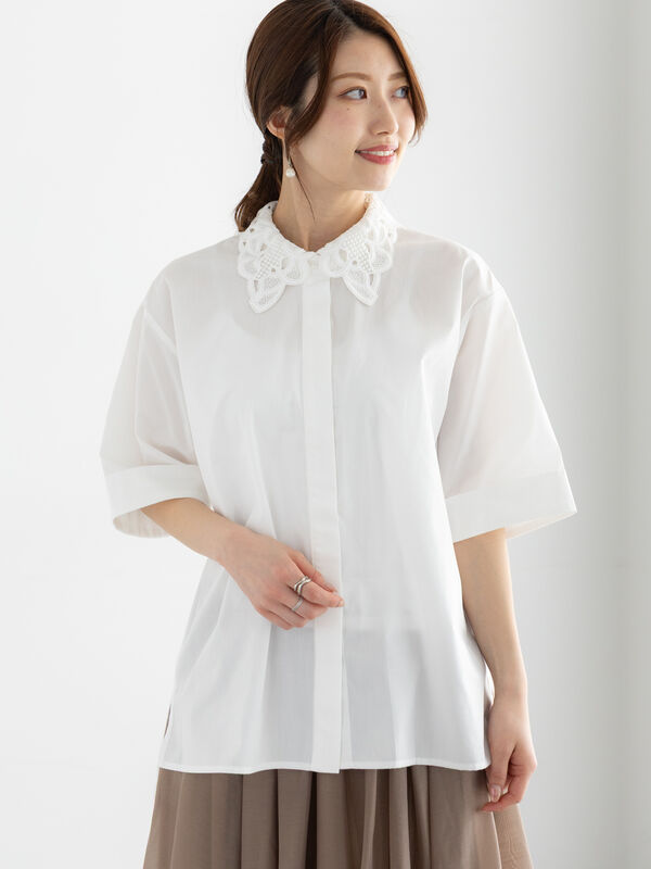 SHOO・LA・RUE ブラウス シャツ 「体型カバー/コットン100%」5分