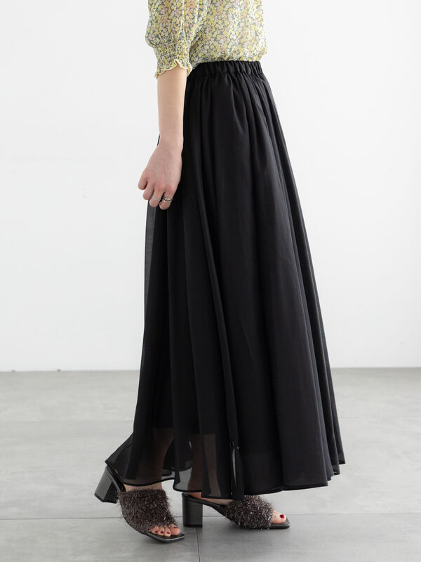 セール】 シアーフレアスカート（オフホワイト/ブラック/モカ