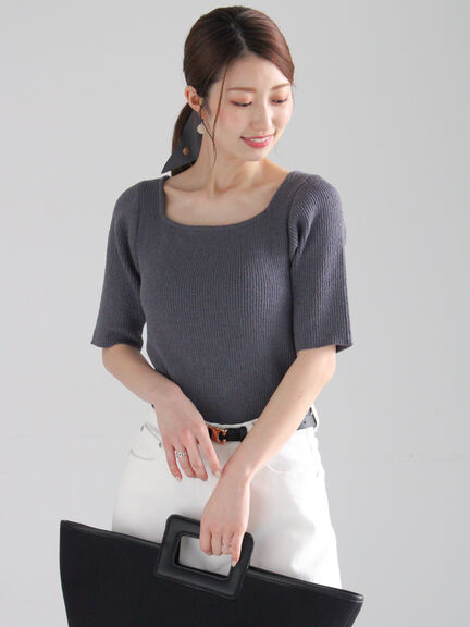 バックオープンブークレプルオーバー《2025summer catalog item》（オフホワイト/チャコールグレー/ブラウン）｜Te chichi（テチチ）通販