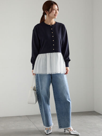 【松井愛莉着用】カーブDenimパンツ《2025summer catalog item》（オフホワイト/サックスブルー/ネイビー）｜Te chichi（テチチ）通販