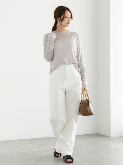 【松井愛莉着用】カーブDenimパンツ《2025summer catalog item》（オフホワイト/サックスブルー/ネイビー）｜Te chichi（テチチ）通販