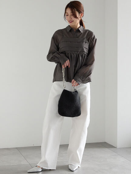 【松井愛莉着用】カーブDenimパンツ《2025summer catalog item》（オフホワイト/サックスブルー/ネイビー）｜Te chichi（テチチ）通販
