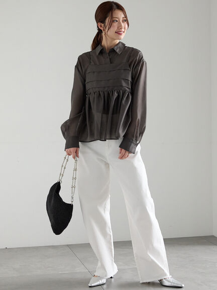 【松井愛莉着用】カーブDenimパンツ《2025summer catalog item》（オフホワイト/サックスブルー/ネイビー）｜Te chichi（テチチ）通販