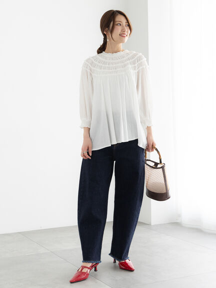 【松井愛莉着用】カーブDenimパンツ《2025summer catalog item》（オフホワイト/サックスブルー/ネイビー）｜Te chichi（テチチ）通販
