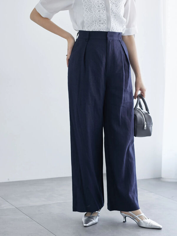 レーヨンリネンワイドパンツ《2025summer catalog item》（ネイビー）｜Te chichi（テチチ）通販