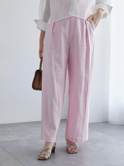 レーヨンリネンワイドパンツ《2025summer catalog item》（オフホワイト/ピンク/グリーン/ネイビー）｜Te chichi（テチチ）通販