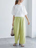 レーヨンリネンワイドパンツ《2025summer catalog item》（オフホワイト/ピンク/グリーン/ネイビー）｜Te chichi（テチチ）通販