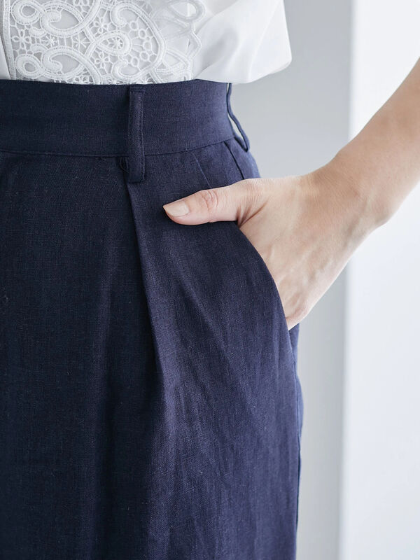 PRIDE レーヨンリネン ロングガウチョパンツ こげ茶【36】 ☆新品未