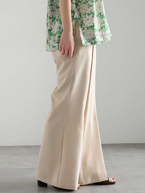 セール】 フロントスリットパンツ（チャコールグレー/ベージュ