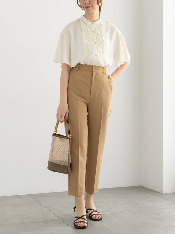 セール】 フロントフリルSH（オフホワイト/チャコールグレー