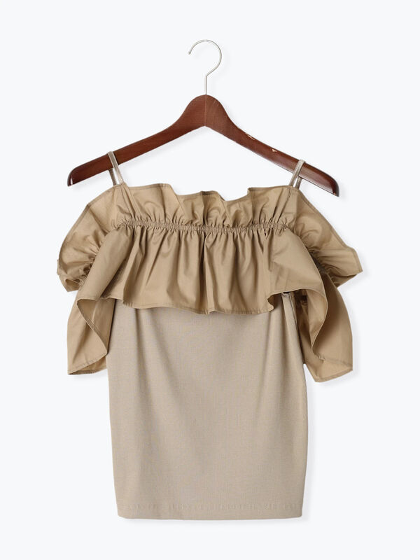 セール】 オフショルドッキングトップス（ホワイト/ブラック/モカ