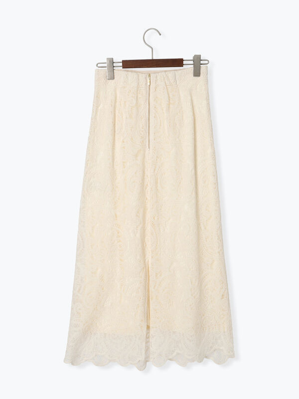 セール】 ペイズリーレースロングスカート（オフホワイト