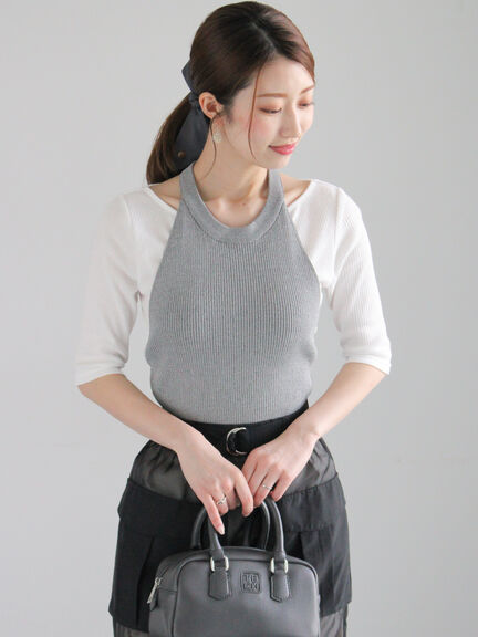 ホルターネックニット《2025summer catalog item》（グレー/ブラック）｜Te chichi（テチチ）通販