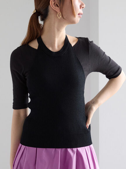ホルターネックニット《2025summer catalog item》（グレー/ブラック）｜Te chichi（テチチ）通販