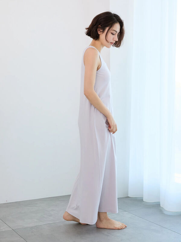 ワンポイント刺繍ロングワンピース(ラベンダー/ワンピース ワンポイント刺繍ロングワンピース(ラベンダー/ワンピース