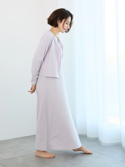【Essentials】ワンポイント刺繍ミニ裏毛カーディガン（ラベンダー）｜Te chichi（テチチ）通販