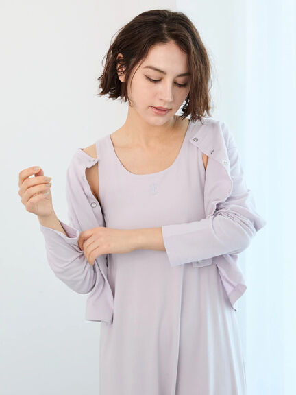 【Essentials】ワンポイント刺繍ミニ裏毛カーディガン（ラベンダー）｜Te chichi（テチチ）通販