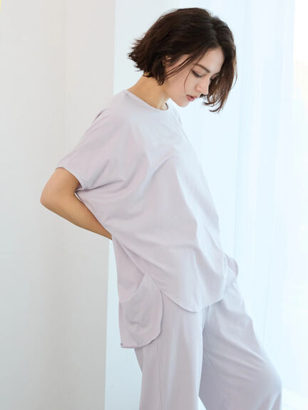 【Essentials】ワンポイント刺繍デザインプルオーバー（ラベンダー）｜Te chichi（テチチ）通販