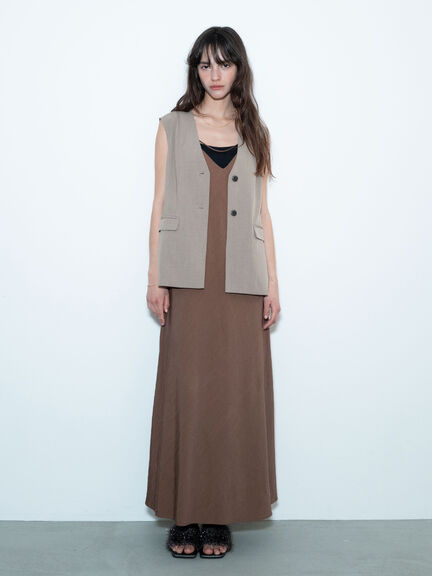 麻調バックオープンジレ（セットアップ可）《2025summer catalog item》（ブラック/モカ）｜Te chichi（テチチ）通販