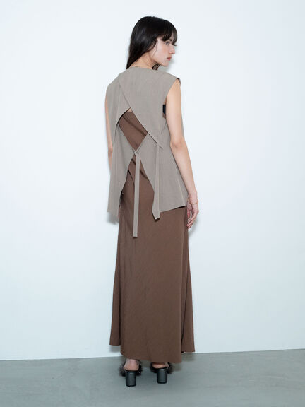 麻調バックオープンジレ（セットアップ可）《2025summer catalog item》（ブラック/モカ）｜Te chichi（テチチ）通販