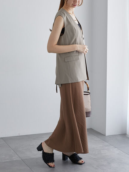 麻調バックオープンジレ（セットアップ可）《2025summer catalog item》（ブラック/モカ）｜Te chichi（テチチ）通販
