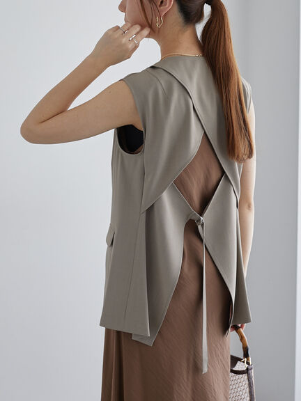 麻調バックオープンジレ（セットアップ可）《2025summer catalog item》（ブラック/モカ）｜Te chichi（テチチ）通販