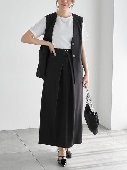 麻調バックオープンジレ（セットアップ可）《2025summer catalog item》（ブラック/モカ）｜Te chichi（テチチ）通販