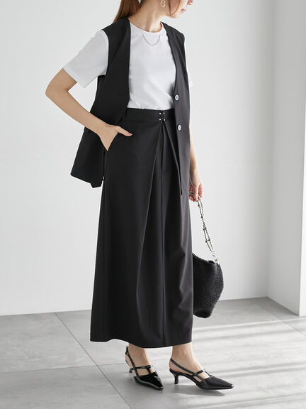 麻調バックオープンジレ（セットアップ可）《2025summer catalog item》（ブラック/モカ）｜Te chichi（テチチ）通販