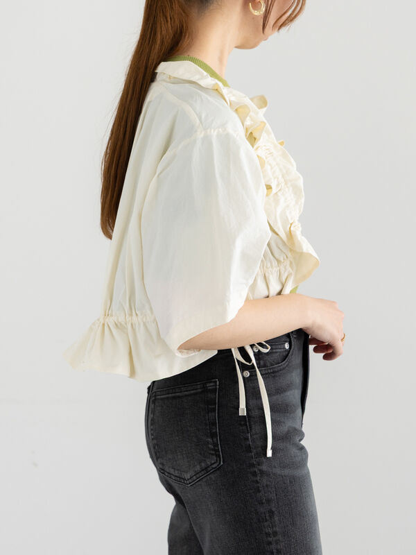 BOLELO今月中 セール】 ドロストギャザーボレロジャケット（オフホワイト