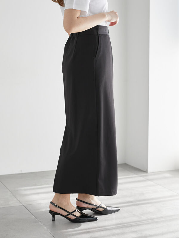 セール】 麻調フロントホックタックナロースカート